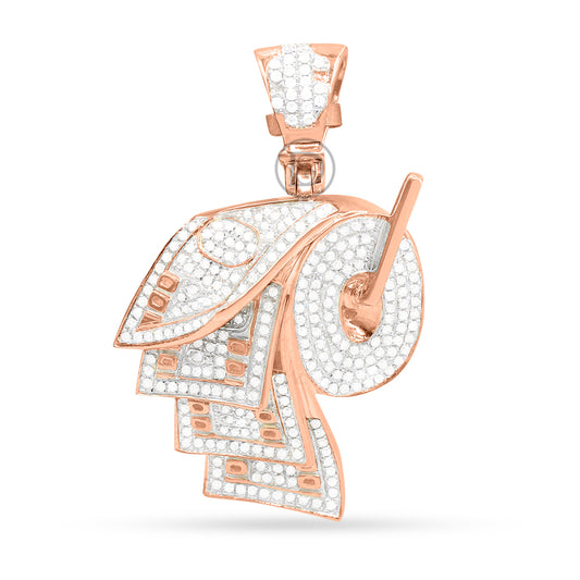 10K Yellow Gold 100 Dollar Bill Pendant With 1.47CT Diamonds