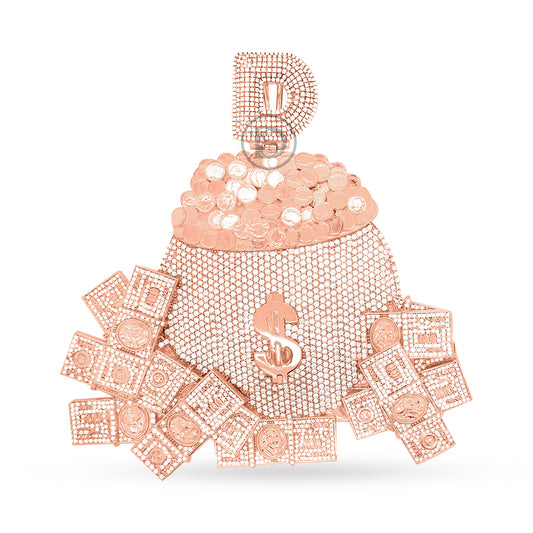 10K Yellow Gold Custom Money Bag Diamond Pendant