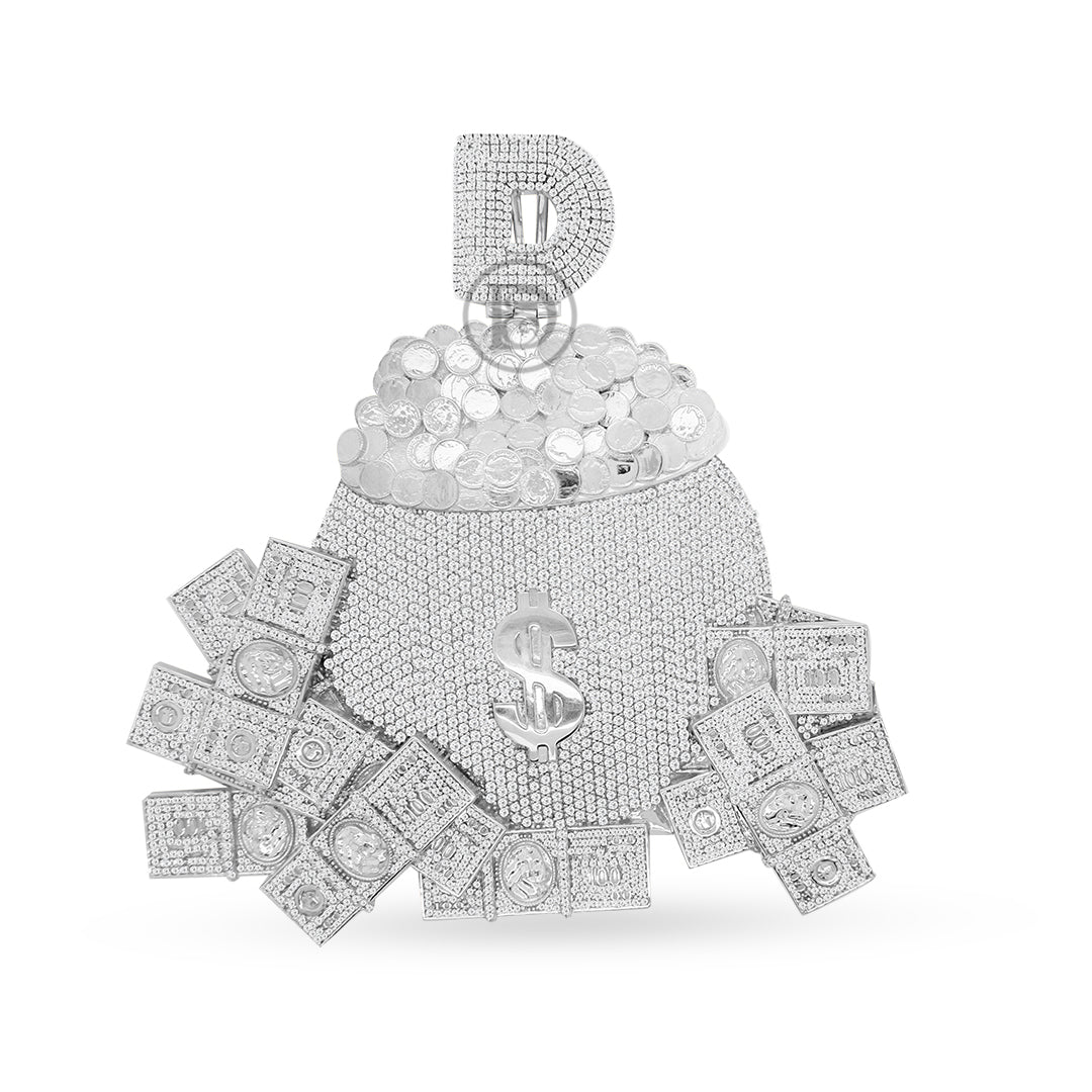 10K Yellow Gold Custom Money Bag Diamond Pendant