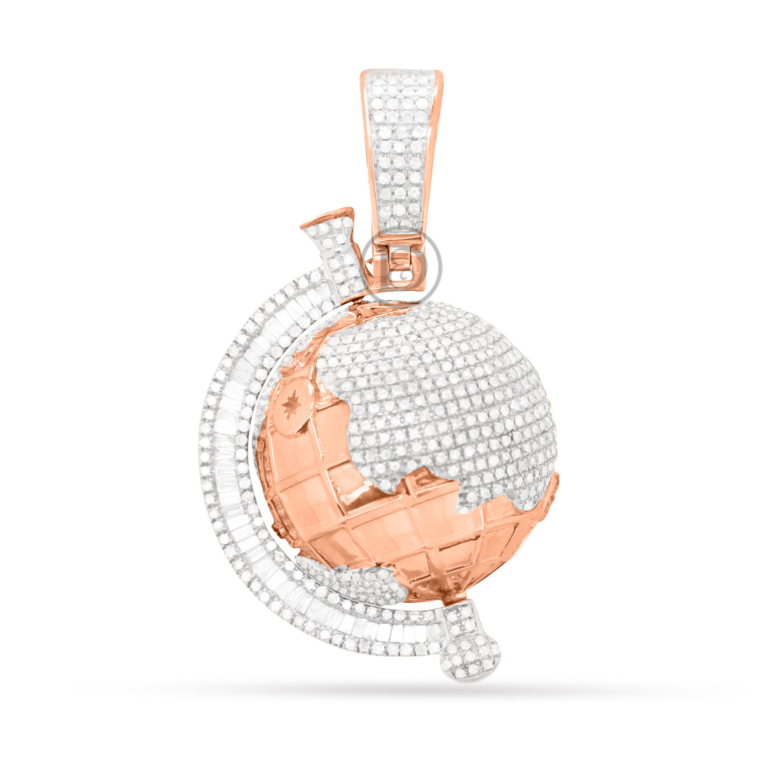 10K Yellow Gold Globe Pendant With 2.05CT Diamonds