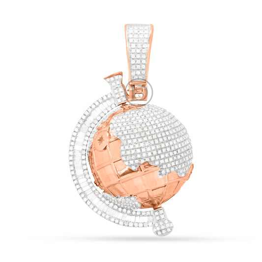 10K Yellow Gold Globe Pendant With 2.05CT Diamonds