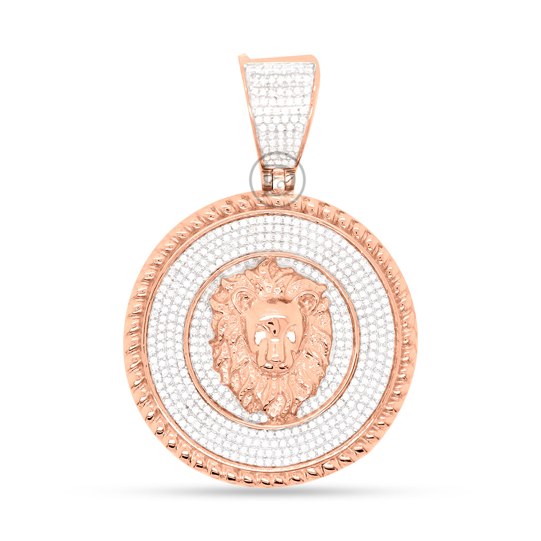 10k yellow gold Lion Pendant With 0.80ct Diamonds