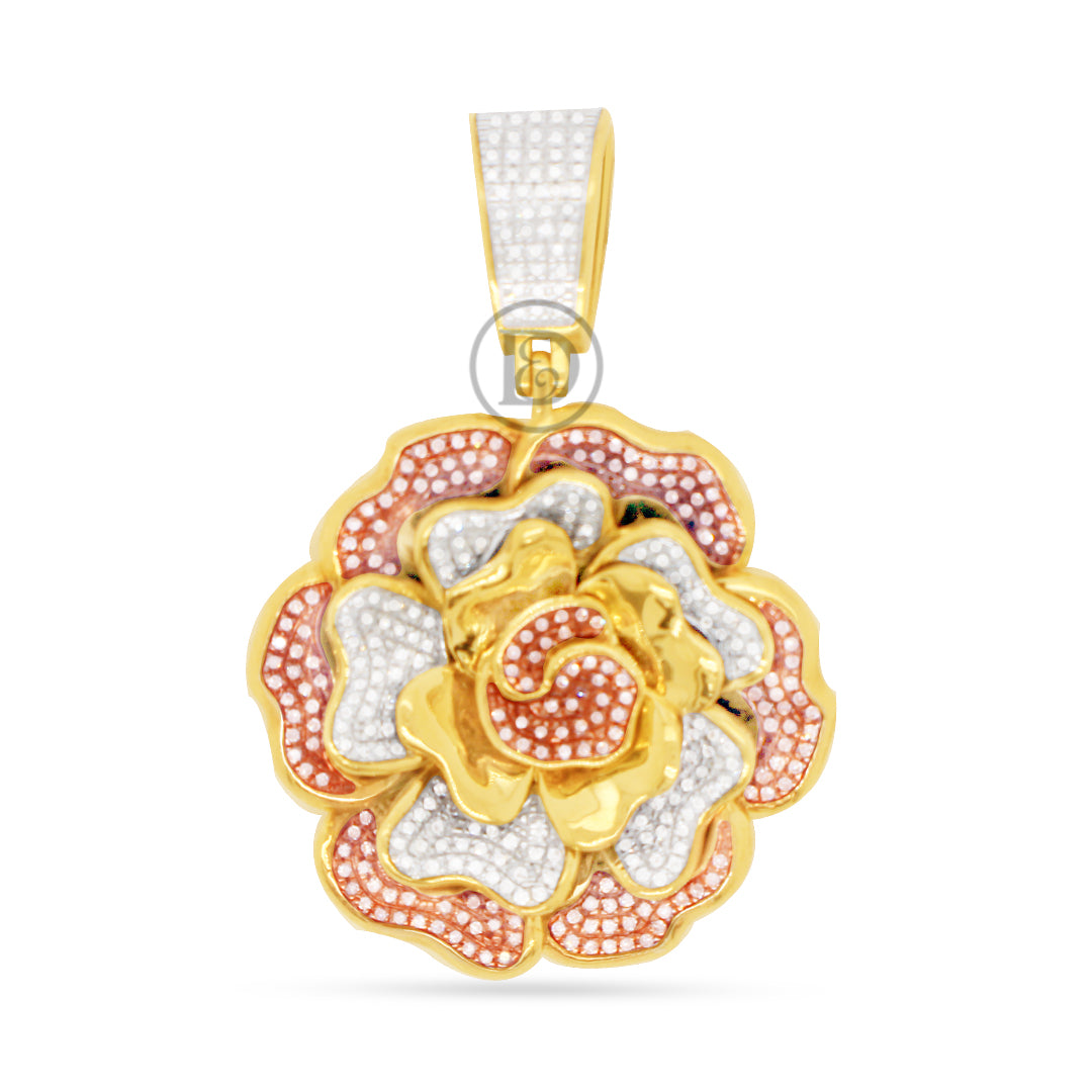 10k Yellow Gold Rose Pendant with 0.70ct diamonds
