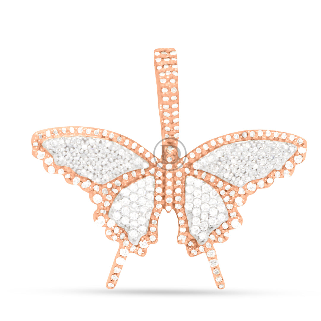14k white yellow gold butterfly pendant with 0.75ct diamonds