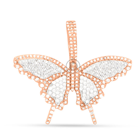 14k white yellow gold butterfly pendant with 0.75ct diamonds