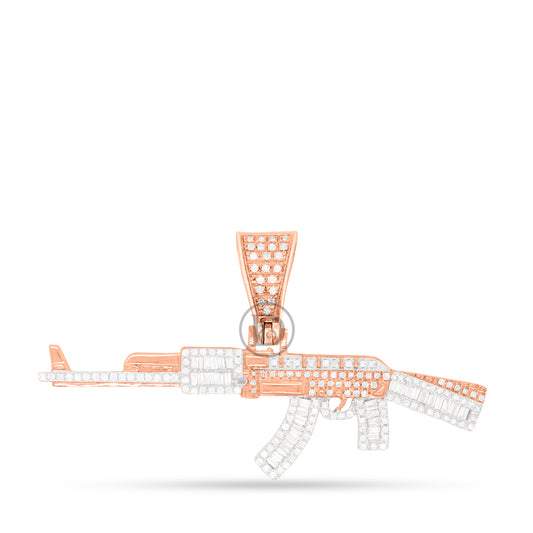 10k yellow gold Gun pendant with 0.75ct diamonds