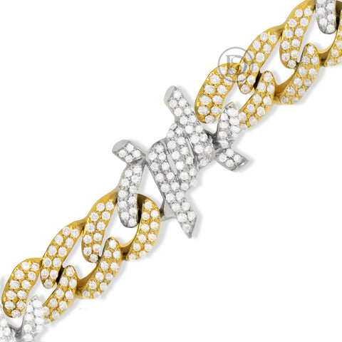 10K yellow/white gold men's bracelet with 10.10ct diamonds