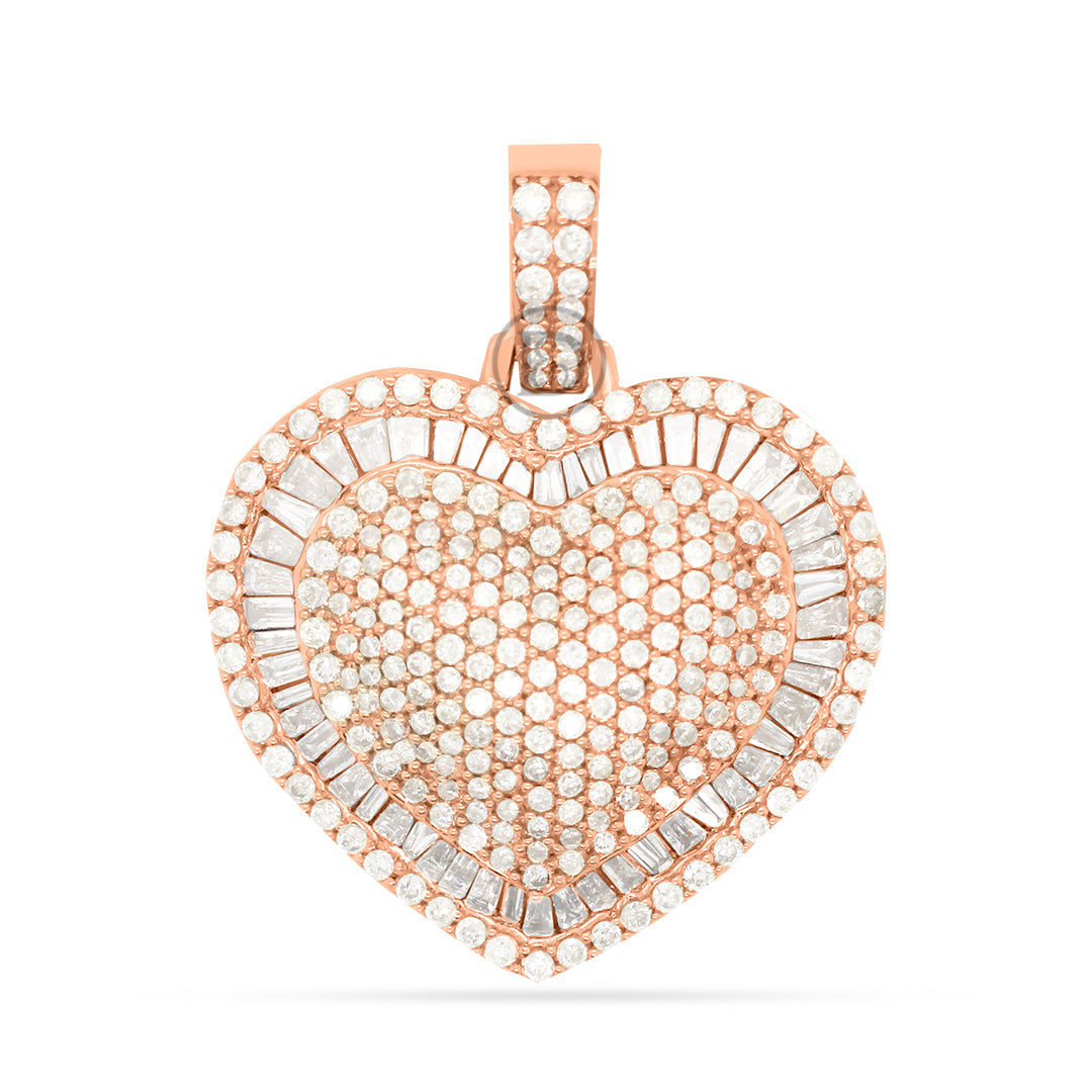 10K yellow gold heart pendant with 3.05ct diamonds