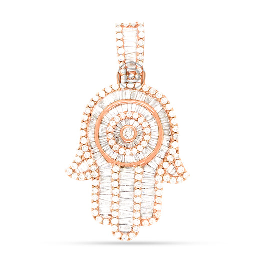 10k yellow gold Hamsa pendant with 3.50ct diamonds