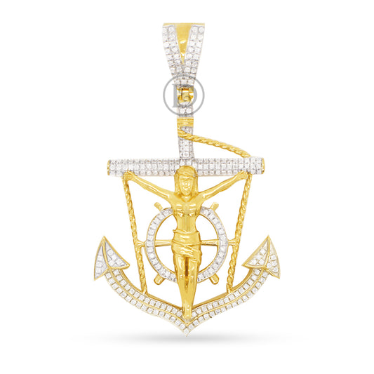 10K yellow gold Anchor pendant with 0.53ct diamonds