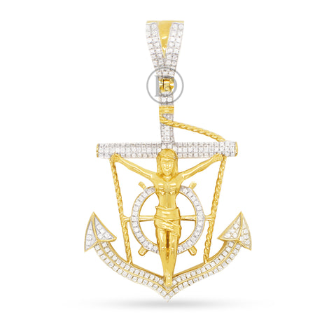 10K yellow gold Anchor pendant with 0.53ct diamonds