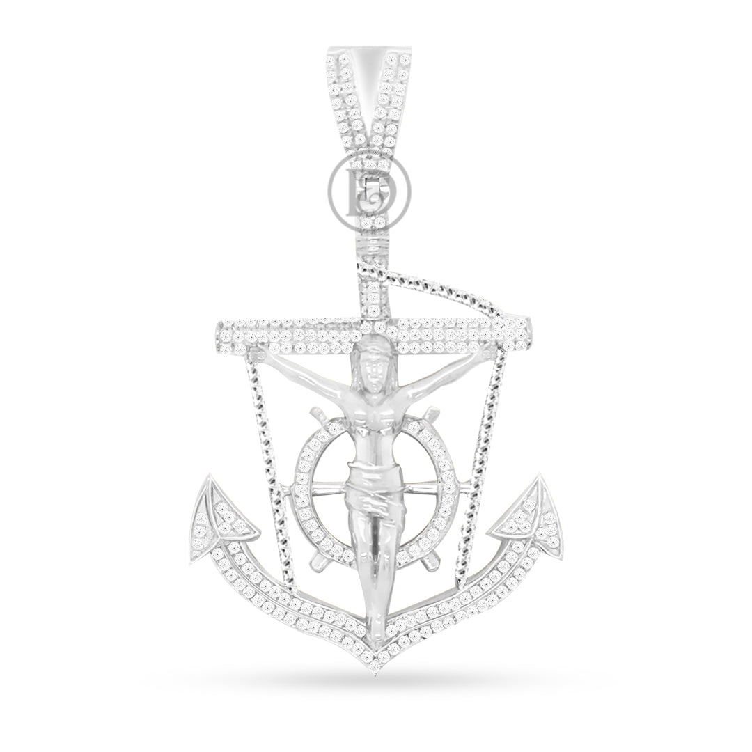 10K yellow gold Anchor pendant with 0.53ct diamonds