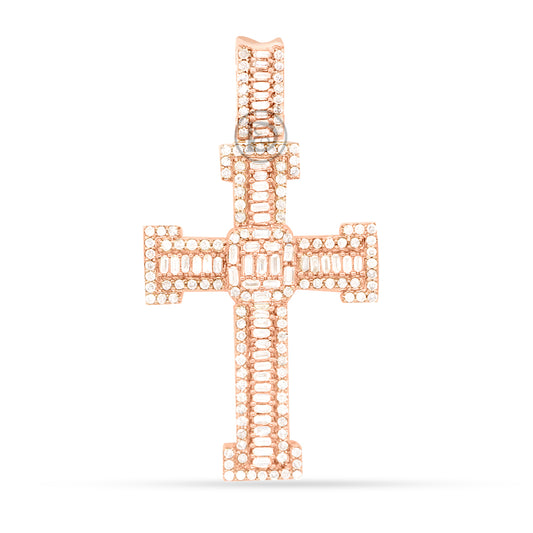 10K yellow gold cross pendant with 2.05ct diamonds