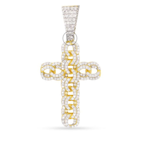 10 Yellow gold cross pendant with 1.75ct diamonds