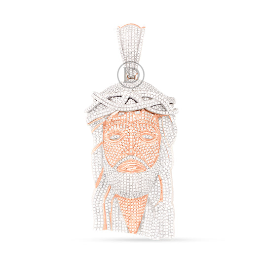 10k yellow gold jesus pendant with 3.95 ct diamonds