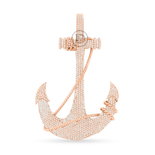 10k yellow gold anchor pendant 4.38ct diamonds