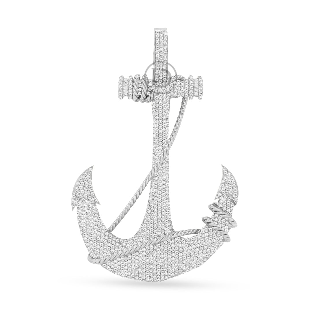 10k yellow gold anchor pendant 4.38ct diamonds