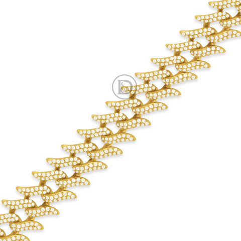 10k Yellow Gold Men's Spike Cuban Chain With 16.21CT Diamonds