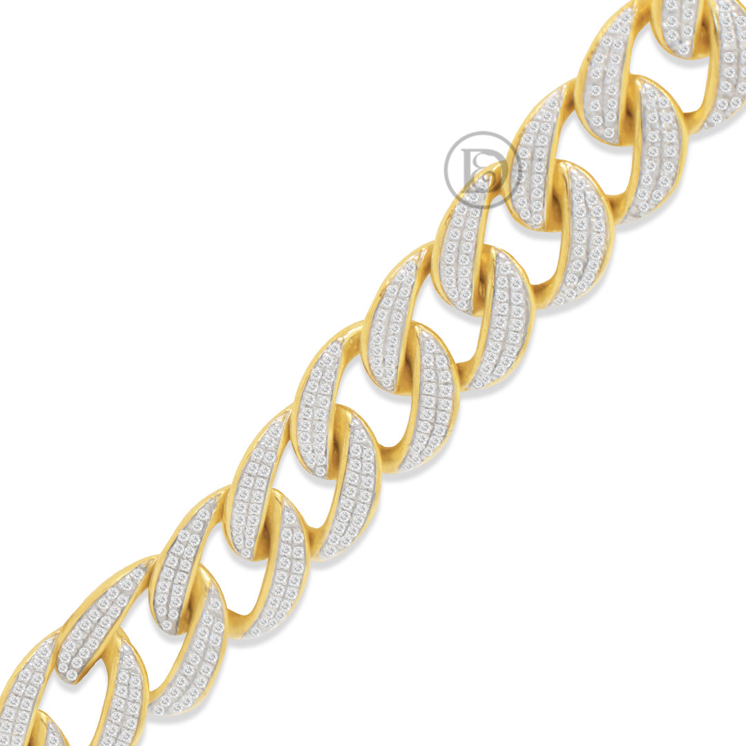 10K Yellow Gold Cuban Chain With 6.20CT Diamonds