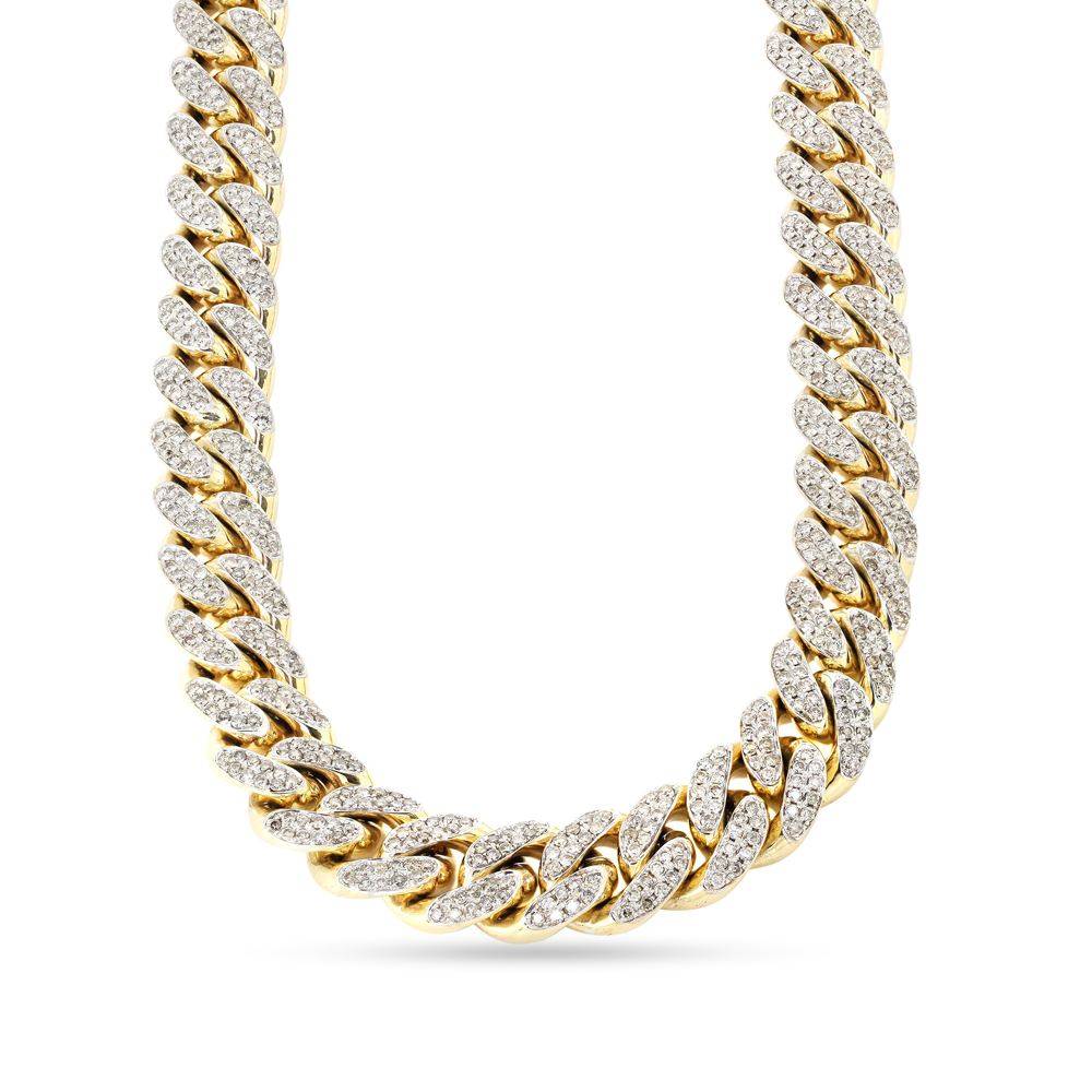 10K Yellow Gold Cuban Chain With 10.52CT Diamonds