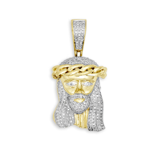 10KY 0.40CTW DIAMOND MIAMI CUBAN JESUS PENDANT