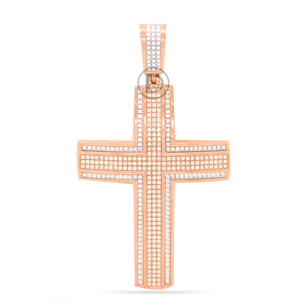 10k yellow gold cross pendant 1.10ct diamonds