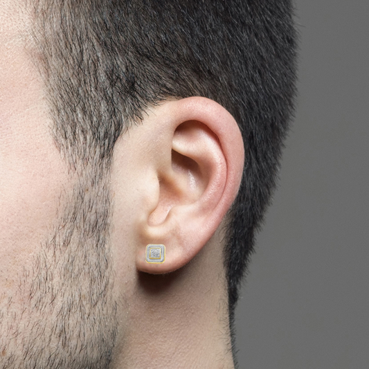 10K Yellow Gold .20ct Diamond Square Earrings