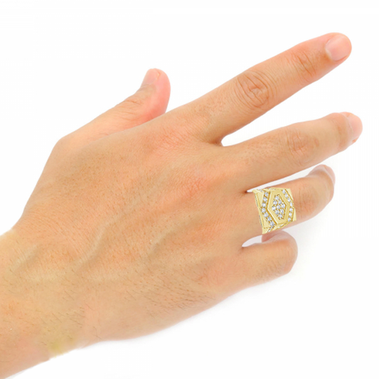 10K Yellow Gold Men's Ring w/ CZ's