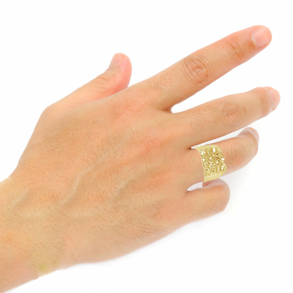 10K Yellow Gold Men's Gold Nugget Ring