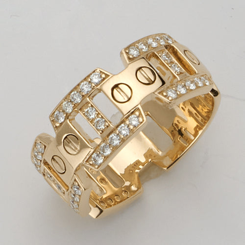 14KY 0.75CTW DIAMOND MARINER LINK MENS RING