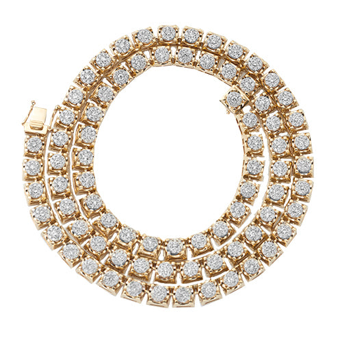 10KY 12.00CTW DIAMOND ROUND CLUSTER PYRAMID