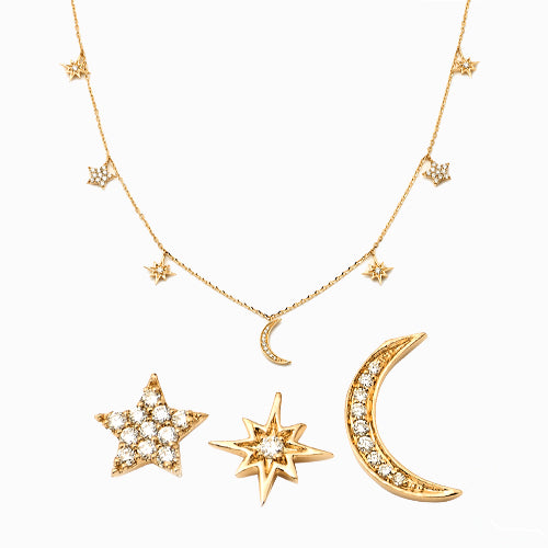 14KY 0.25CTW DIAMOND NECKLACE - CRESCEN MOON