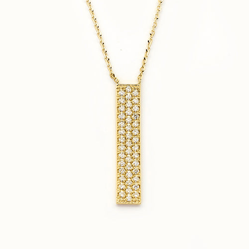 14KY 0.30CTW DIMAOND NECKLACE - VERTICAL BAR - 3 R