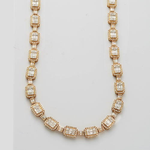 10KY+W  17.50CTW BAGUETTE DIAMOND EMERALD CLUSTER