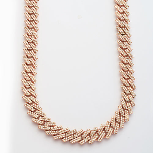 10KR 18.73CTW DIAMOND CUBAN NECKLACE