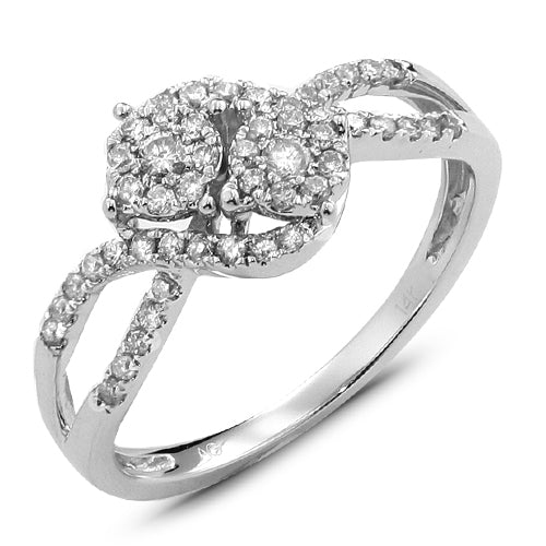 14KW 0.35CTW DIAMOND TWO STONE FLEUR RING