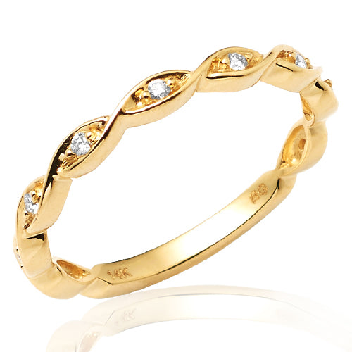 14KY 0.10CTW DIAMOND FANCY STACKABLE BAND