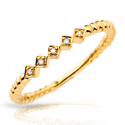 10KY 0.05CTW DIAMOND BEADED STACKABLE BAND