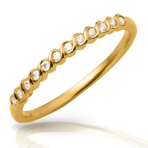 14KY 0.15CTW DIAMOND BEADED STACKABLE BAND