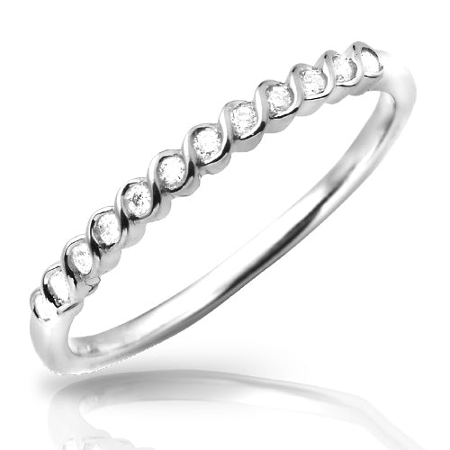 18KW 0.15CTW DIAMOND BEADED STACKABLE BAND