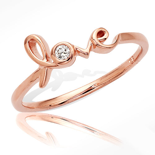 18KR 0.05CTW DIAMOND DESIGNER 'LOVE' RING