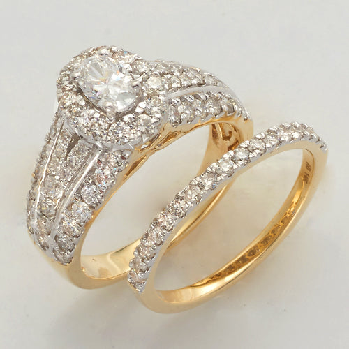 14KY 2.15CTW DIAMOND OVAL CENTER BRIDAL SET