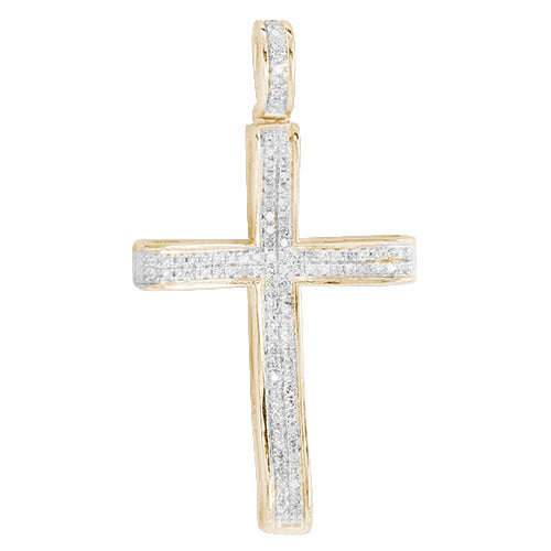 10KY 0.20CTW DIAMOND CONCAVE CROSS PENDANT