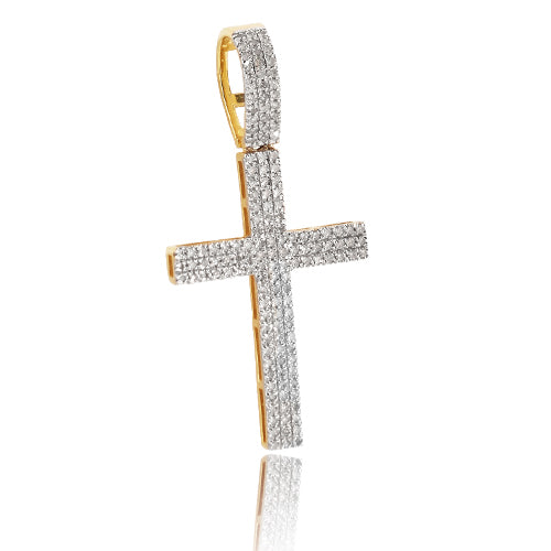 10KY 0.40CTW DIAMOND FLAT MICRO PAVE CROSS PENDANT