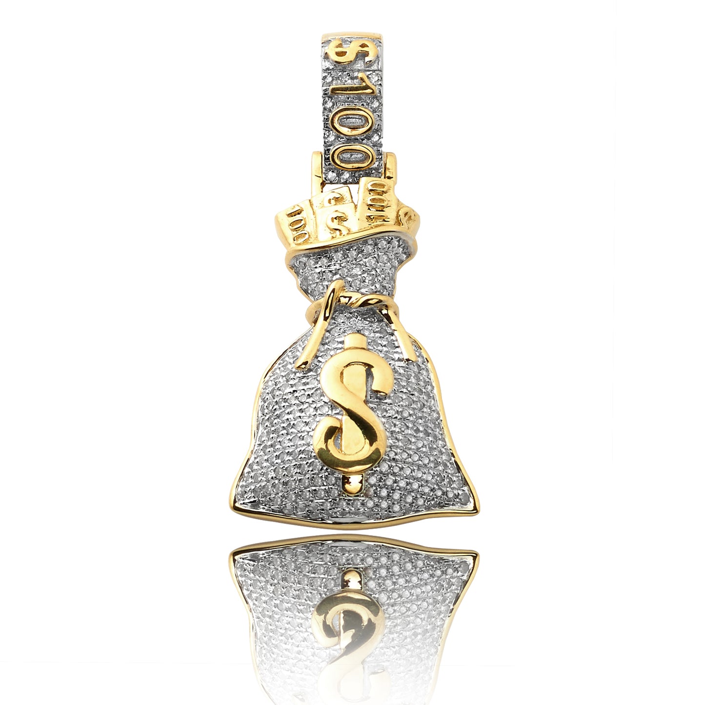 10KY 0.65CTW DIAMOND MONEY BAG PENDANT