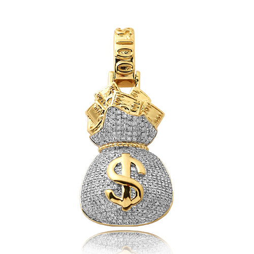 10KY 0.85CTW DIAMOND MONEY BAG PENDANT