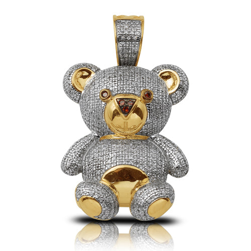 10KY 1.20CTW DIAMOND TEDDY BEAR PENDANT