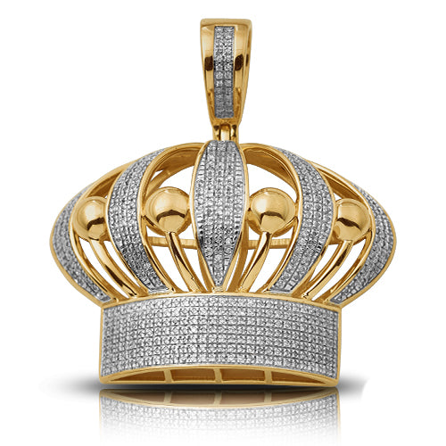 10KY 0.90CTW DIAMOND PUFFED CROWN PENDANT