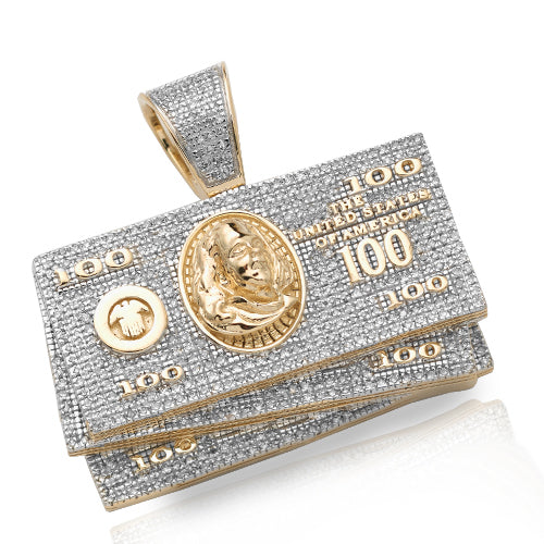 10KY 1.15CTW DIAMOND $100 MONEY STACK PENDANT