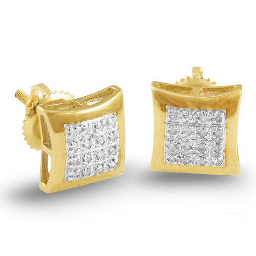 10KY 0.10CTW DIAMOND KITE DOME EARRINGS